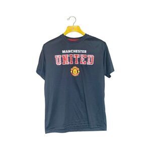 Manchester United Athletic T-Shirt L Large Black Red Short Sleeve MAN U Football